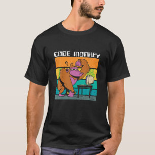 コードモンキーゴリラレトロコーディングコーダPCおたくギー Tシャツ