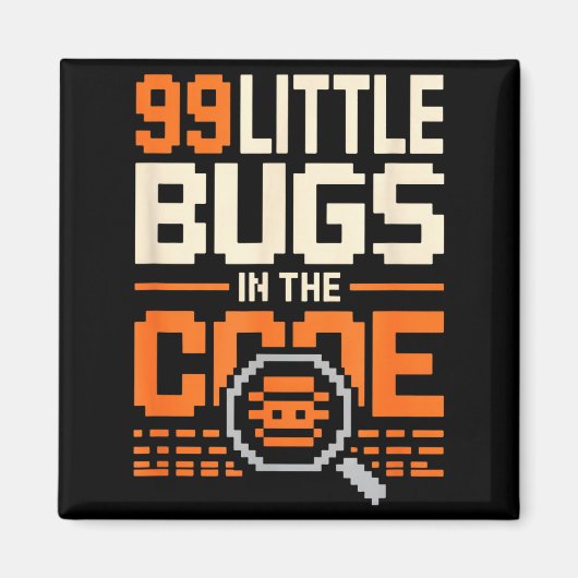 コード内のバグ99個 面白いプログラマーの名言 99 マグネット (正面)