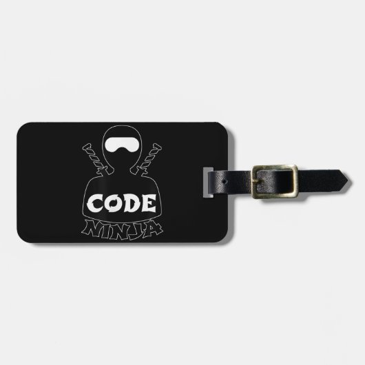 コード忍者コンピュータコーディングエンジニアラおもしろいバー ラゲッジタグ (正面横)
