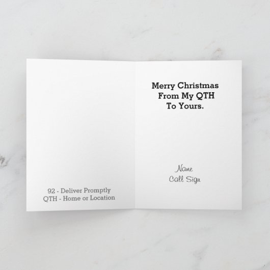 コード挨拶を用いるアマチュア無線の家のクリスマスカード シーズンカード (内部)