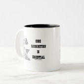 コード認識が必須(Morseコード) ツートーンマグカップ (正面左)