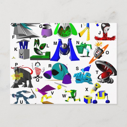 コード鍵 – ロボット ポストカード (正面)