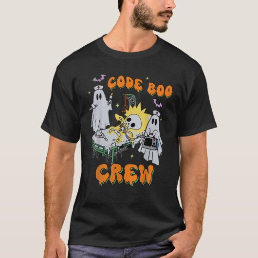 コード・ブー・クルー おもしろい幽霊看護師 ハロウィーン ゴーストER Tシャツ (正面)