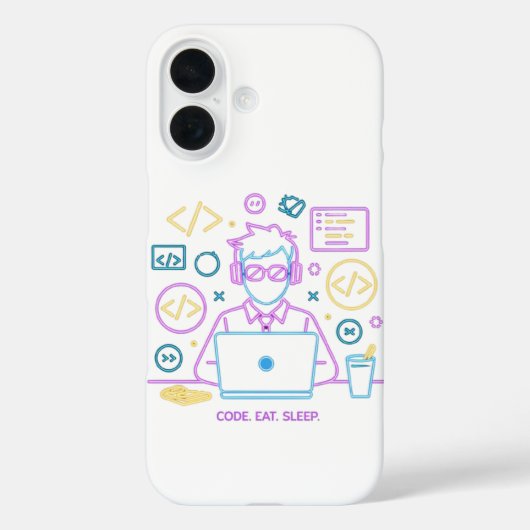 コード。食べる。寝る。 Case-Mate iPhoneケース (裏面)