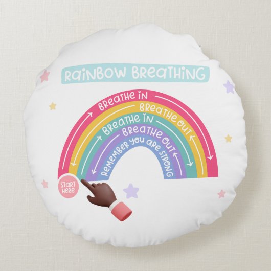 コーナを落ち着かせるレインボーブリージングエクササイズ ラウンドクッション (裏面)