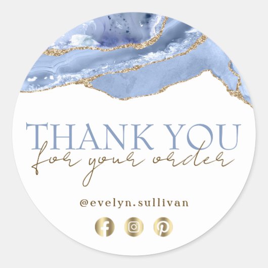 コーナエレガントフラワーブルー感謝していアグのシール ラウンドシール (正面)