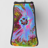 コーナサイケデリックフラワーブルーとマゼンタハイビスカス ゴルフヘッドカバー (回転90)