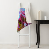 コーナサイケデリックフラワーブルーとマゼンタハイビスカス シェルパブランケット (インサイチュ)