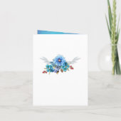 コーナフラワーブルースインウォーター色カップルのシャワー 招待状 (裏面)