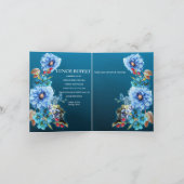 コーナフラワーブルースインウォーター色カップルのシャワー 招待状 (内部)