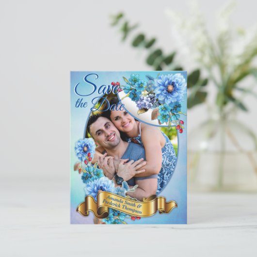 コーナフラワーブルーズインウォーター色デートを保存 案内ポストカード (スタンド正面)