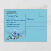 コーナフラワーブルー水彩で日付を保存 案内ポストカード (裏面)