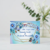 コーナフラワーブルー水彩で日付を保存 案内ポストカード (スタンド正面)