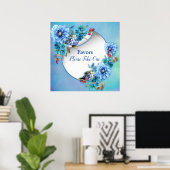 コーナフラワーブルー水彩の恩恵 ポスター (ホームオフィス)