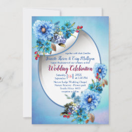 コーナフラワーブルー結婚ズインウォーター 招待状