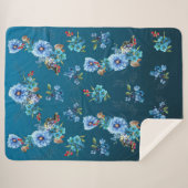 コーナフラワーブルーin水彩画 シェルパブランケット (正面(横))