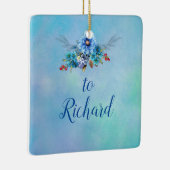 コーナフラワーブルーin水彩画 セラミックオーナメント (右)