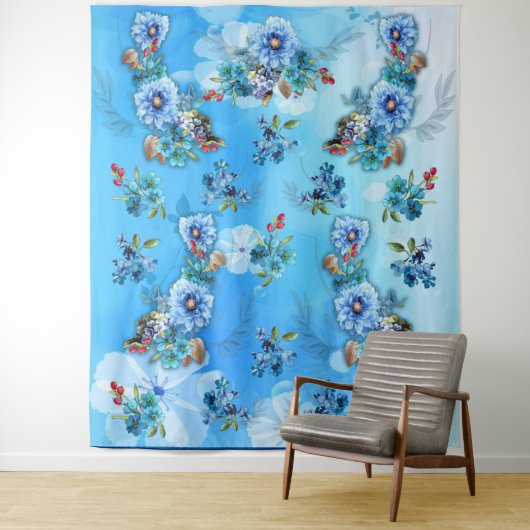 コーナフラワーブルーin水彩画 タペストリー (インサイチュ)
