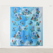 コーナフラワーブルーin水彩画 タペストリー (正面)