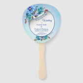 コーナフラワーブルーin水彩画 ハンドファン (正面)