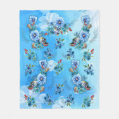 コーナフラワーブルーin水彩画 フリースブランケット (正面)