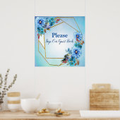 コーナフラワーブルーin水彩画 ポスター (キッチン)