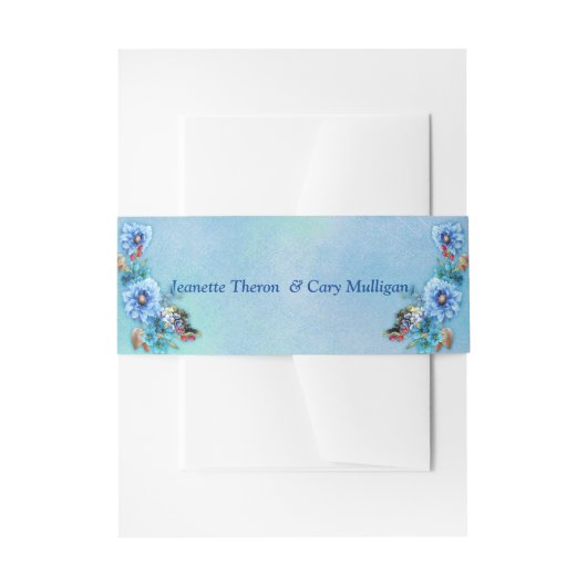 コーナフラワーブルーin水彩画 招待状ベリーバンド (正面例)