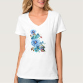 コーナフラワーブルーin水彩画 tシャツ (正面)