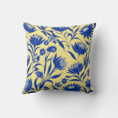 コーナモダンフラワーブルーフローラオンイエロー クッション (裏面)