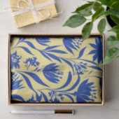 コーナモダンフラワーブルーフローラオンイエロー 薄葉紙 (ギフト)