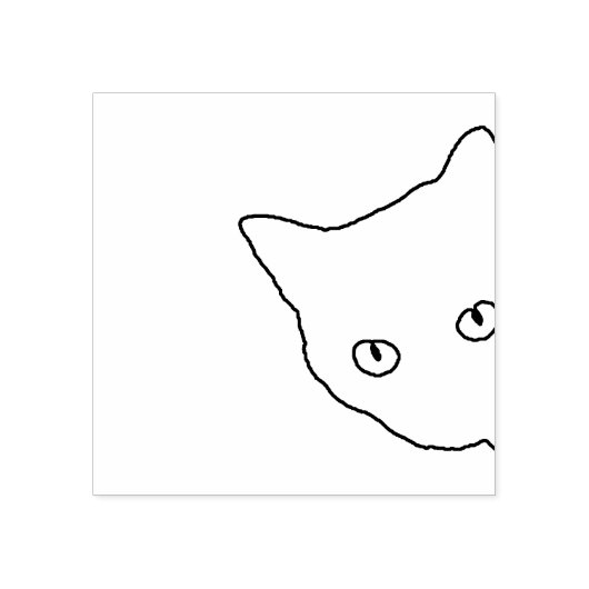 コーナーから覗く可愛い猫スタンプ ラバースタンプ (インプリント)