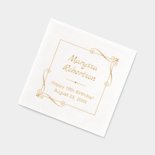 コーナースワーズスクエアフレーム誕生日 箔ナプキン (左)