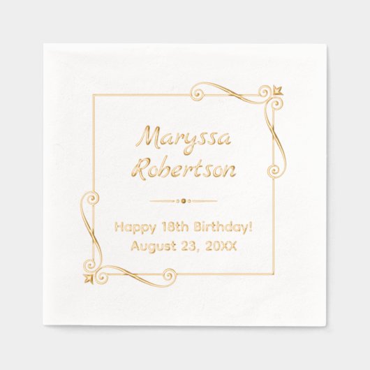 コーナースワーズスクエアフレーム誕生日 箔ナプキン (正面)