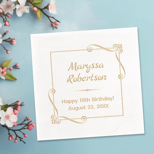 コーナースワーズスクエアフレーム誕生日 箔ナプキン