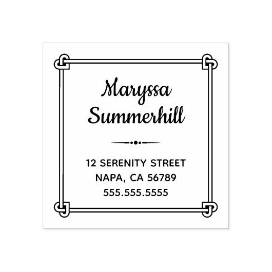 コーナーハート型ノットフレームアドレス ラバースタンプ (インプリント)