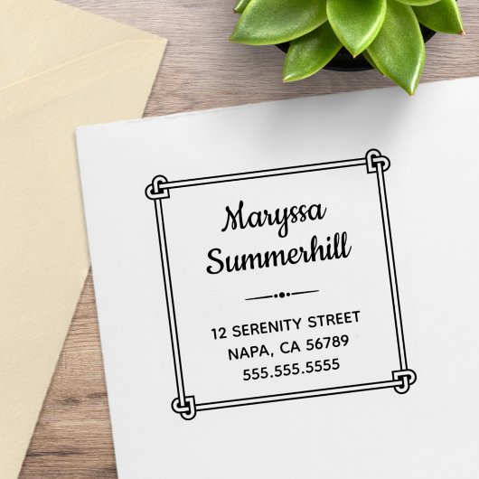 コーナーハート型ノットフレームアドレス ラバースタンプ