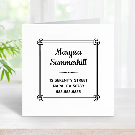 コーナーハート型ノットフレームアドレス ラバースタンプ