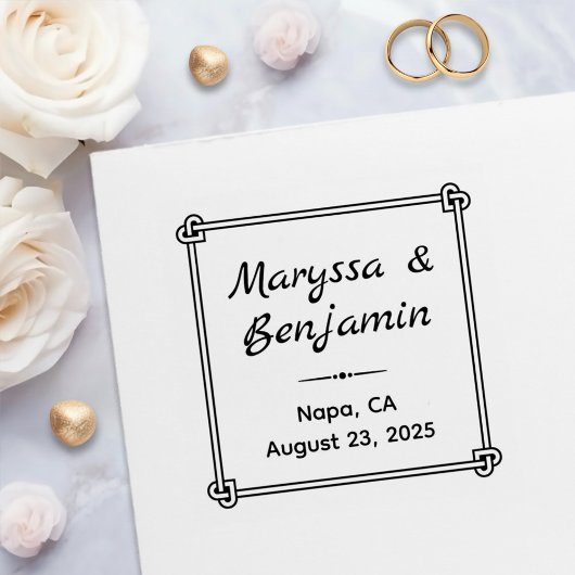 コーナーハート型ノットフレーム結婚ズ セルフインキングスタンプ