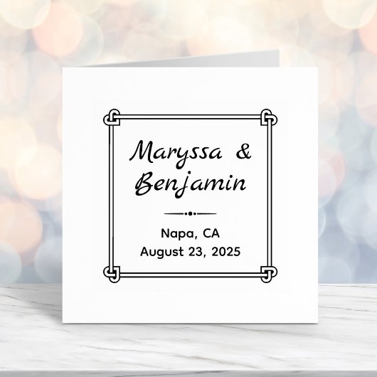 コーナーハート型ノットフレーム結婚ズ セルフインキングスタンプ