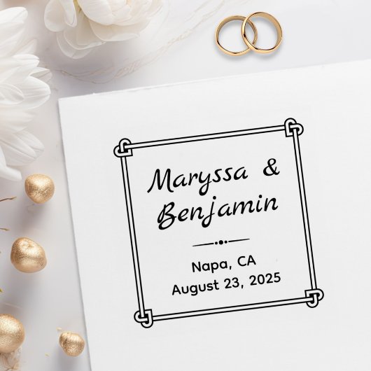 コーナーハート型ノットフレーム結婚ズ ラバースタンプ