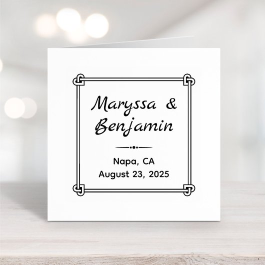 コーナーハート型ノットフレーム結婚ズ ラバースタンプ