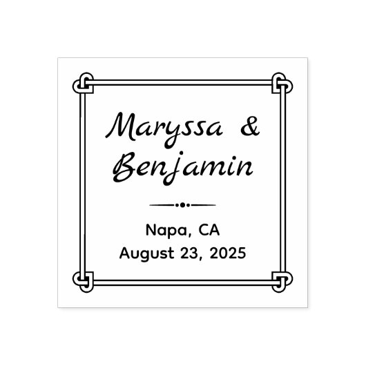 コーナーハート型ノットフレーム結婚ズ ラバースタンプ (インプリント)