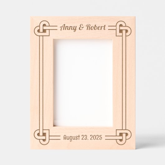 コーナーハート型ノットフレーム結婚(5 x 7) レーザー彫刻フレーム (正面)