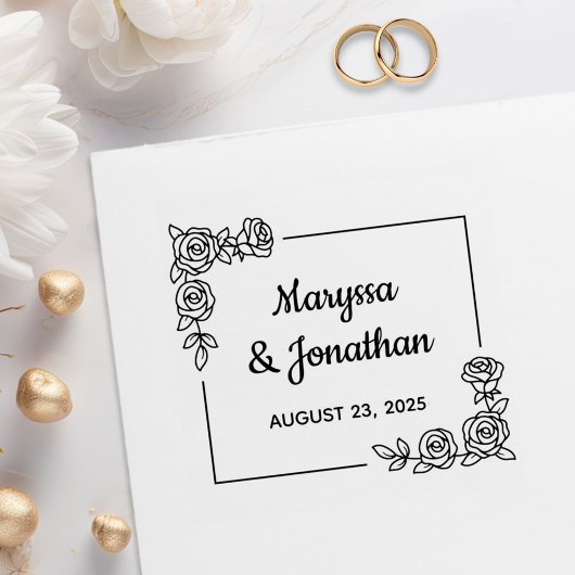 コーナーバラフラワーズブケ結婚の記念日 ラバースタンプ