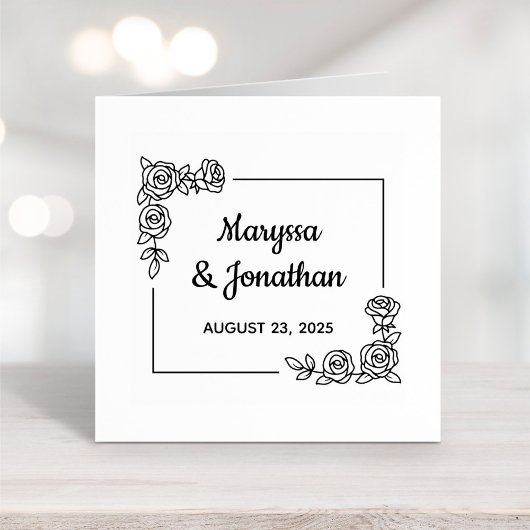 コーナーバラフラワーズブケ結婚の記念日 ラバースタンプ