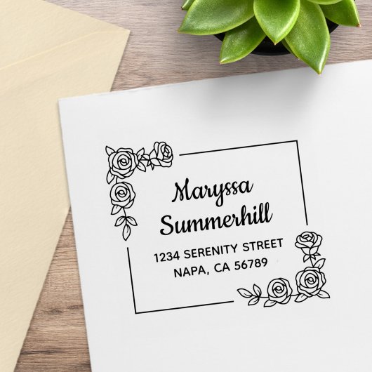 コーナーバラフラワーズブーケアドレス ラバースタンプ