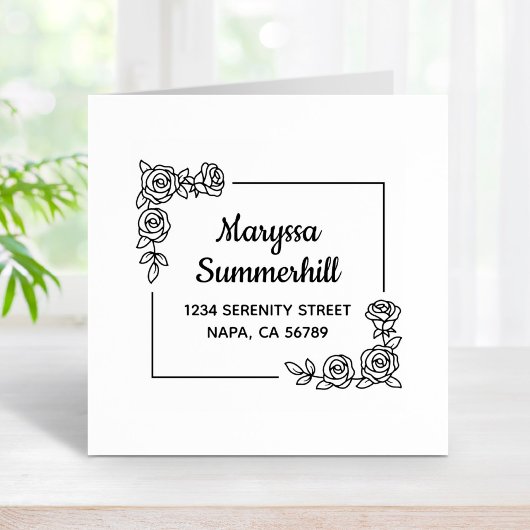 コーナーバラフラワーズブーケアドレス ラバースタンプ