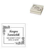 コーナーバラフラワーズブーケアドレス ラバースタンプ (押印)