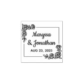 コーナーバラ結婚花の記念日1x1 ラバースタンプ (インプリント)