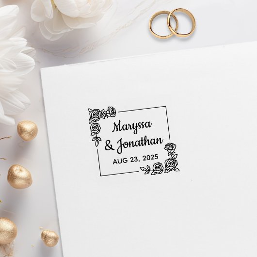 コーナーバラ結婚花の記念日1x1 ラバースタンプ